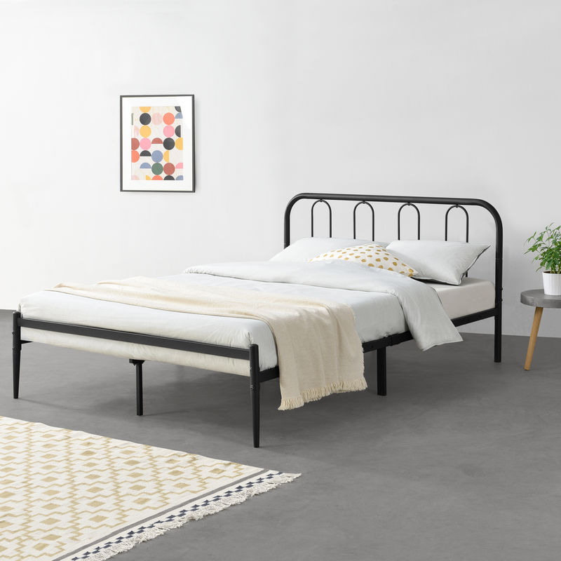 

Cama de Metal con Somier - 200 x 160 cm - Cama Doble - Cama Matrimonio - Negro Mate