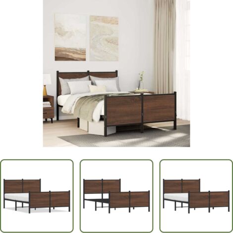 Cama de metal -  Estructura de cama sin colchón metal marrón roble 120x200 cm