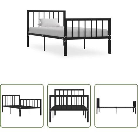 Cama de metal - Estructura de cama sin colchón metal negro 100x200 cm