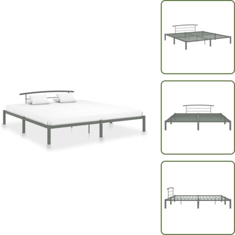 Cama de metal gris - vidaXL Estructura de cama sin colchón metal gris 200x200 cm - Estructura de cama metal