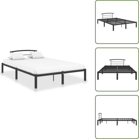 Cama de metal negro - vidaXL Estructura de cama sin colchón metal negro 160x200 cm - Estructura de cama metal