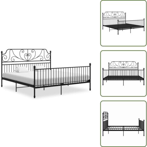 Cama de metal negro - vidaXL Estructura de cama sin colchón metal negro 200x200 cm - Cama de metal resistente