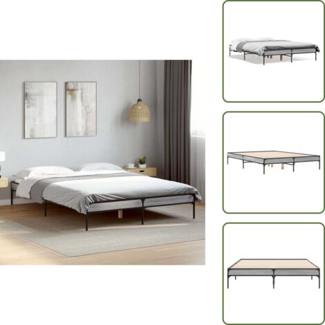 Cama de metal - vidaXL Estructura cama madera ingeniería metal gris Sonoma 120x190 cm - Cama gris Sonoma