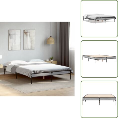Cama de metal - vidaXL Estructura cama madera ingeniería metal gris Sonoma 120x200 cm - Cama gris Sonoma
