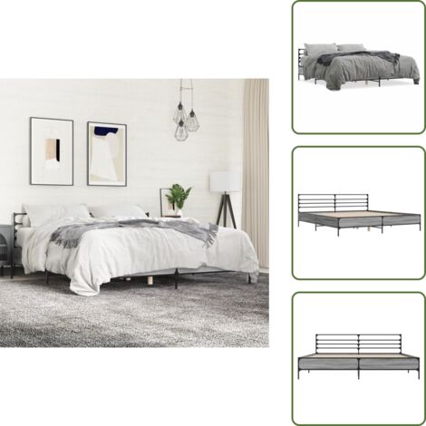 Cama de metal - vidaXL Estructura cama madera ingeniería metal gris Sonoma 200x200 cm - Cama gris Sonoma