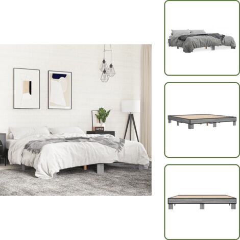 Cama de metal - vidaXL Estructura cama madera ingeniería metal gris Sonoma 200x200 cm - Cama gris Sonoma