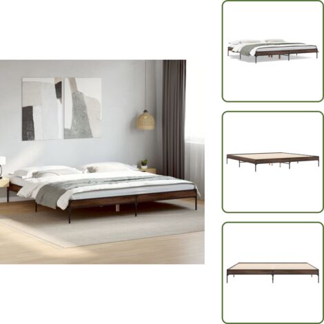 Cama de metal - vidaXL Estructura cama madera ingeniería metal marrón roble 200x200 cm - Cama de madera ingeniería