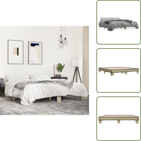 Cama de metal - vidaXL Estructura cama madera ingeniería metal roble Sonoma 200x200 cm - Cama de roble
