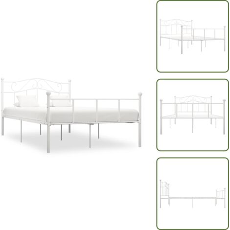 Cama de metal - vidaXL Estructura cama sin colchón con cabecero metal blanco 160x200cm - Cama industrial