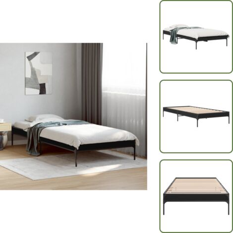 Cama de metal - vidaXL Estructura de cama madera de ingeniería y metal negro 90x200 cm - Cama negra