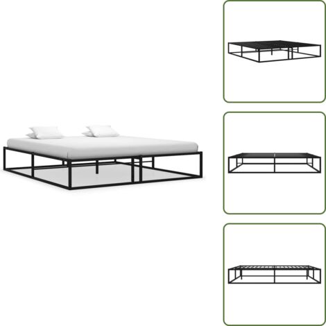 Cama de metal - vidaXL Estructura de cama sin colchón metal negro 140x200 cm - Cama moderna