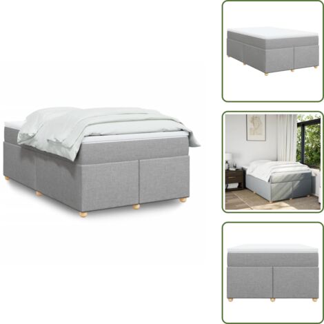 Cama de muelles ensacados gris claro - vidaXL Cama box spring con colchón tela gris claro 120x200 cm - Cama de muelles ensacados media firmeza