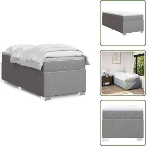 Cama de muelles ensacados gris claro - vidaXL Cama box spring con colchón tela gris claro 80x200 cm - Cama de muelles ensacados con funda