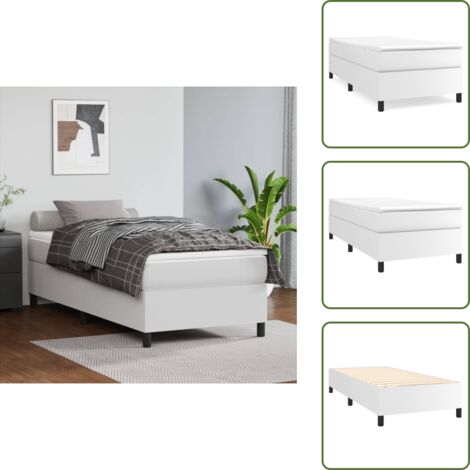 Cama de muelles ensacados - vidaXL Cama box spring con colchón cuero sintético blanco 80x200 cm - Colchón de muelles