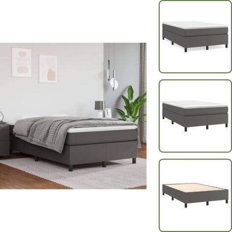Cama de muelles ensacados - vidaXL Cama box spring con colchón cuero sintético gris 120x200 cm - Cama de espuma