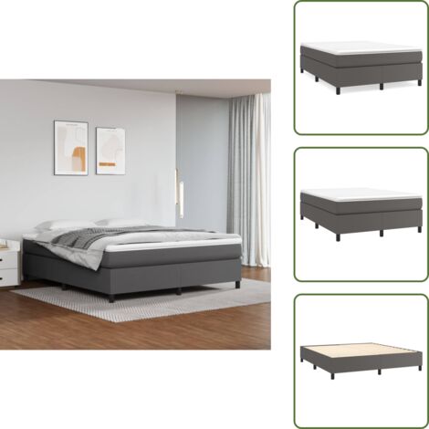 Cama de muelles ensacados - vidaXL Cama box spring con colchón cuero sintético gris 180x200 cm - Cama de espuma