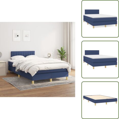 Cama de muelles ensacados - vidaXL Cama box spring con colchón tela azul 120x200 cm - Cama de espaldas