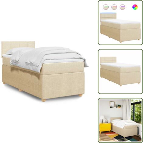 Cama de muelles ensacados - vidaXL Cama box spring con colchón tela color crema 100x200 cm - Cama con cabecero