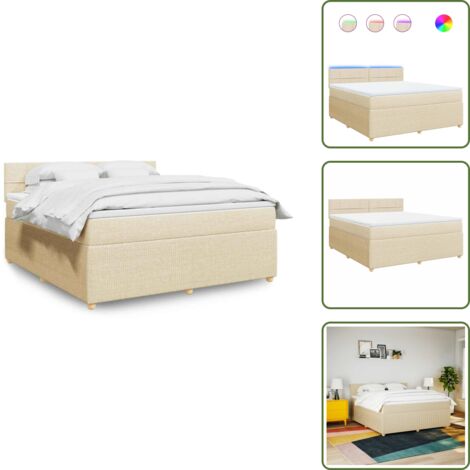 Cama de muelles ensacados - vidaXL Cama box spring con colchón tela color crema 180x200 cm - Cama con cabecero