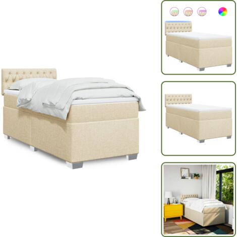Cama de muelles ensacados - vidaXL Cama box spring con colchón tela color crema 80x200 cm - Cama con cabecero