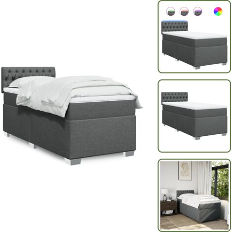 Cama de muelles ensacados - vidaXL Cama box spring con colchón tela gris oscuro 80x200 cm - Cama con funda extraíble