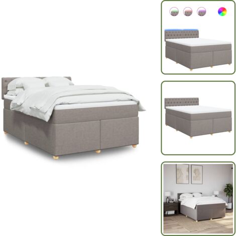 Cama de muelles ensacados - vidaXL Cama box spring con colchón tela gris taupe 160x200 cm - Cama con cabecero