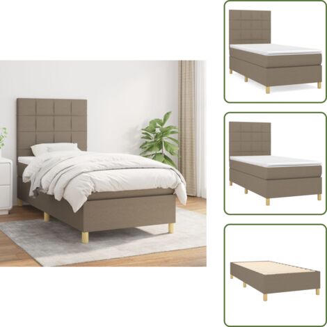Cama de muelles ensacados - vidaXL Cama box spring con colchón tela gris taupe 90x200 cm - Cama de espaldas