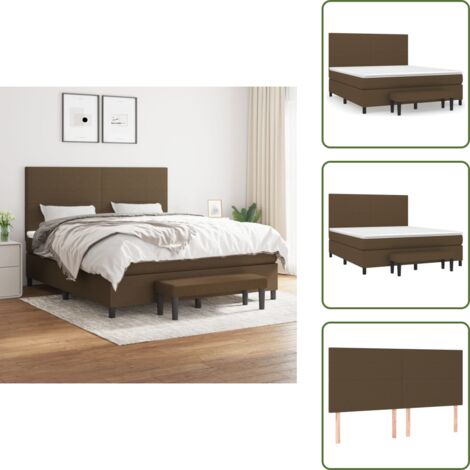 Cama de muelles ensacados - vidaXL Cama box spring con colchón tela marrón oscuro 160x200 cm - Cama con cabecero ajustable