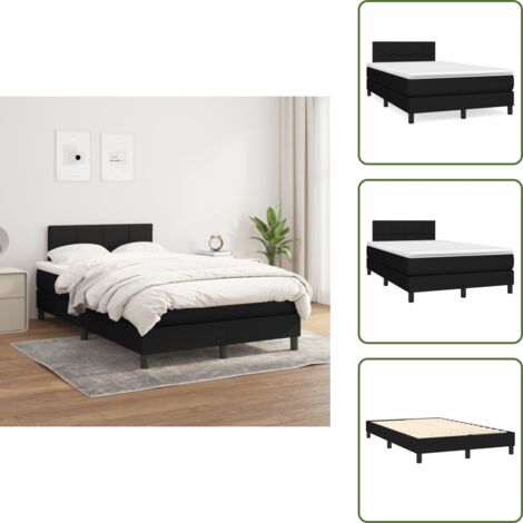 Cama de muelles ensacados - vidaXL Cama box spring con colchón tela negro 120x200 cm - Cama de espaldas