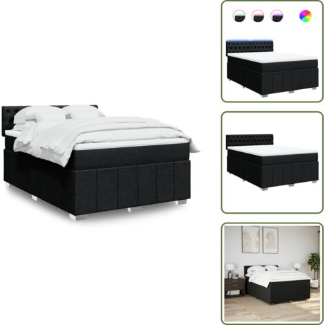 Cama de muelles ensacados - vidaXL Cama box spring con colchón tela negro 160x200 cm - Cama con cabecero