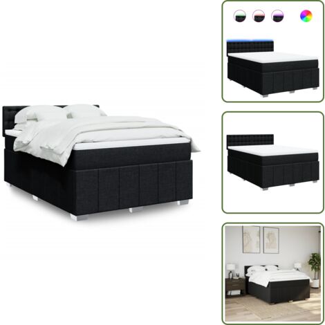 Cama de muelles ensacados - vidaXL Cama box spring con colchón tela negro 160x200 cm - Cama con cabecero