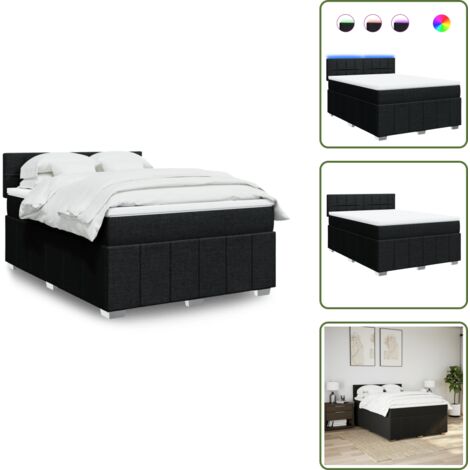 Cama de muelles ensacados - vidaXL Cama box spring con colchón tela negro 160x200 cm - Cama con cabecero
