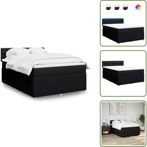 Cama de muelles ensacados - vidaXL Cama box spring con colchón tela negro 160x200 cm - Cama con cabecero