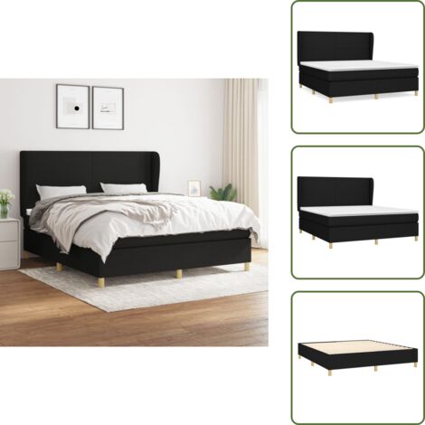 Cama de muelles ensacados - vidaXL Cama box spring con colchón tela negro 180x200 cm - Cama de espuma