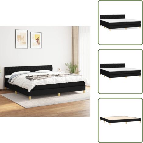 Cama de muelles ensacados - vidaXL Cama box spring con colchón tela negro 200x200 cm - Cama de espuma