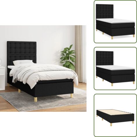 Cama de muelles ensacados - vidaXL Cama box spring con colchón tela negro 80x200 cm - Cama de espaldas