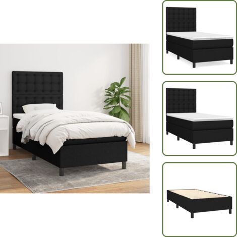 Cama de muelles ensacados - vidaXL Cama box spring con colchón tela negro 80x200 cm - Cama de espaldas