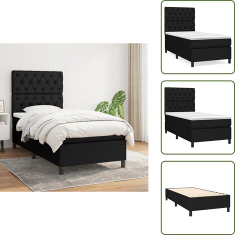 Cama de muelles ensacados - vidaXL Cama box spring con colchón tela negro 80x200 cm - Cama de espaldas