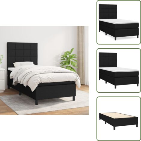 Cama de muelles ensacados - vidaXL Cama box spring con colchón tela negro 80x200 cm - Cama de espaldas