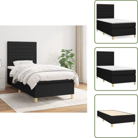 Cama de muelles ensacados - vidaXL Cama box spring con colchón tela negro 80x200 cm - Cama de espaldas