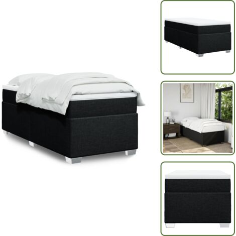 Cama de muelles ensacados - vidaXL Cama box spring con colchón tela negro 90x200 cm - Cama de muelles con funda