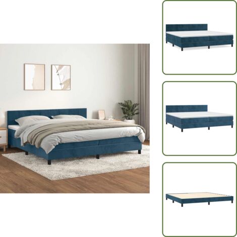 Cama de muelles ensacados - vidaXL Cama box spring con colchón terciopelo azul oscuro 200x200 cm - Colchón de espuma