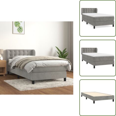 Cama de muelles ensacados - vidaXL Cama box spring con colchón terciopelo gris claro 90x190 cm - Cama de espuma
