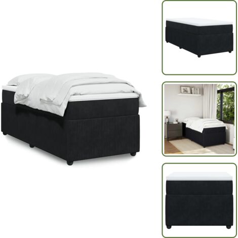 Cama de muelles ensacados - vidaXL Cama box spring con colchón terciopelo negro 80x200 cm - Cama de muelles con terciopelo