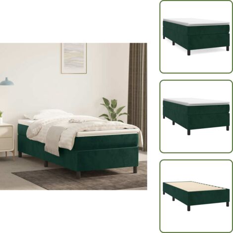 Cama de muelles ensacados - vidaXL Cama box spring con colchón terciopelo verde oscuro 90x190 cm - Cama de espuma