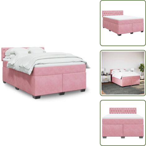 Cama de muelles rosa - vidaXL Cama box spring con colchón terciopelo rosa 160x200 cm - Cama con cabecero