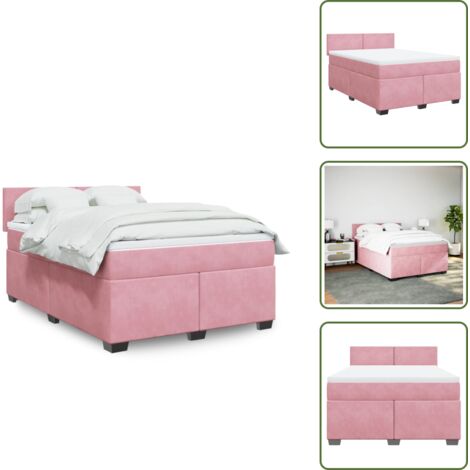 Cama de muelles rosa - vidaXL Cama box spring con colchón terciopelo rosa 160x200 cm - Cama con cabecero