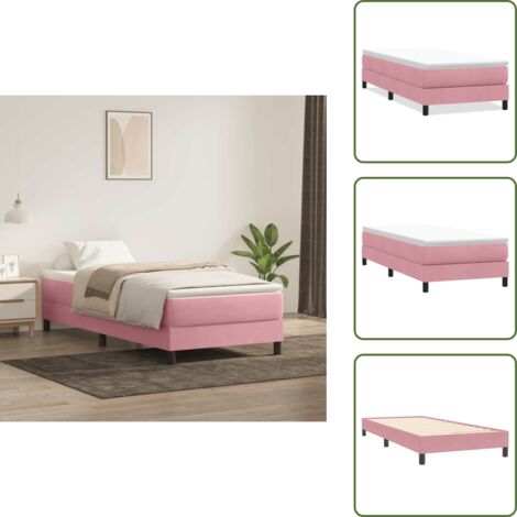 Cama de muelles terciopelo - vidaXL Cama box spring sin colchón rosa terciopelo 80x220 cm - Cama de muelles con patas