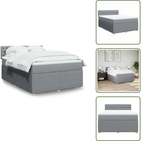 Cama de muelles - vidaXL Cama box spring con colchón tela gris claro 160x200 cm - Cama con cabecero