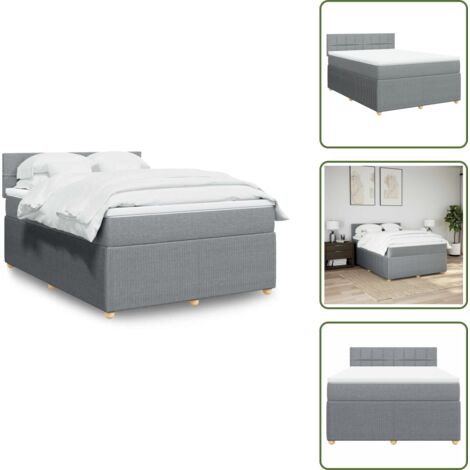 Cama de muelles - vidaXL Cama box spring con colchón tela gris claro 160x200 cm - Cama con cabecero